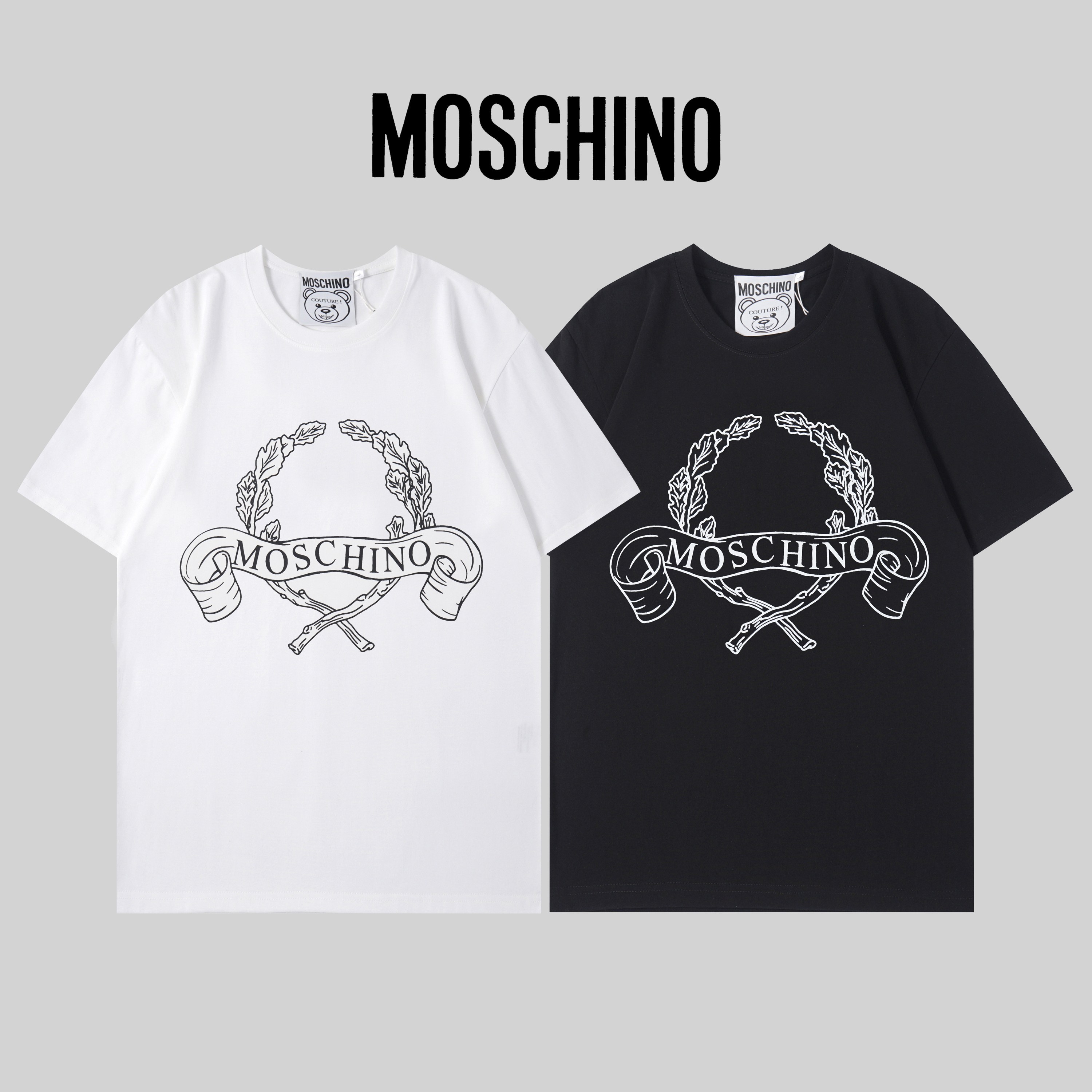 T136/ Moschino/ Moschino Camiseta de principios de primavera 26, confeccionada en algodón puro de alta calidad de 260 g…