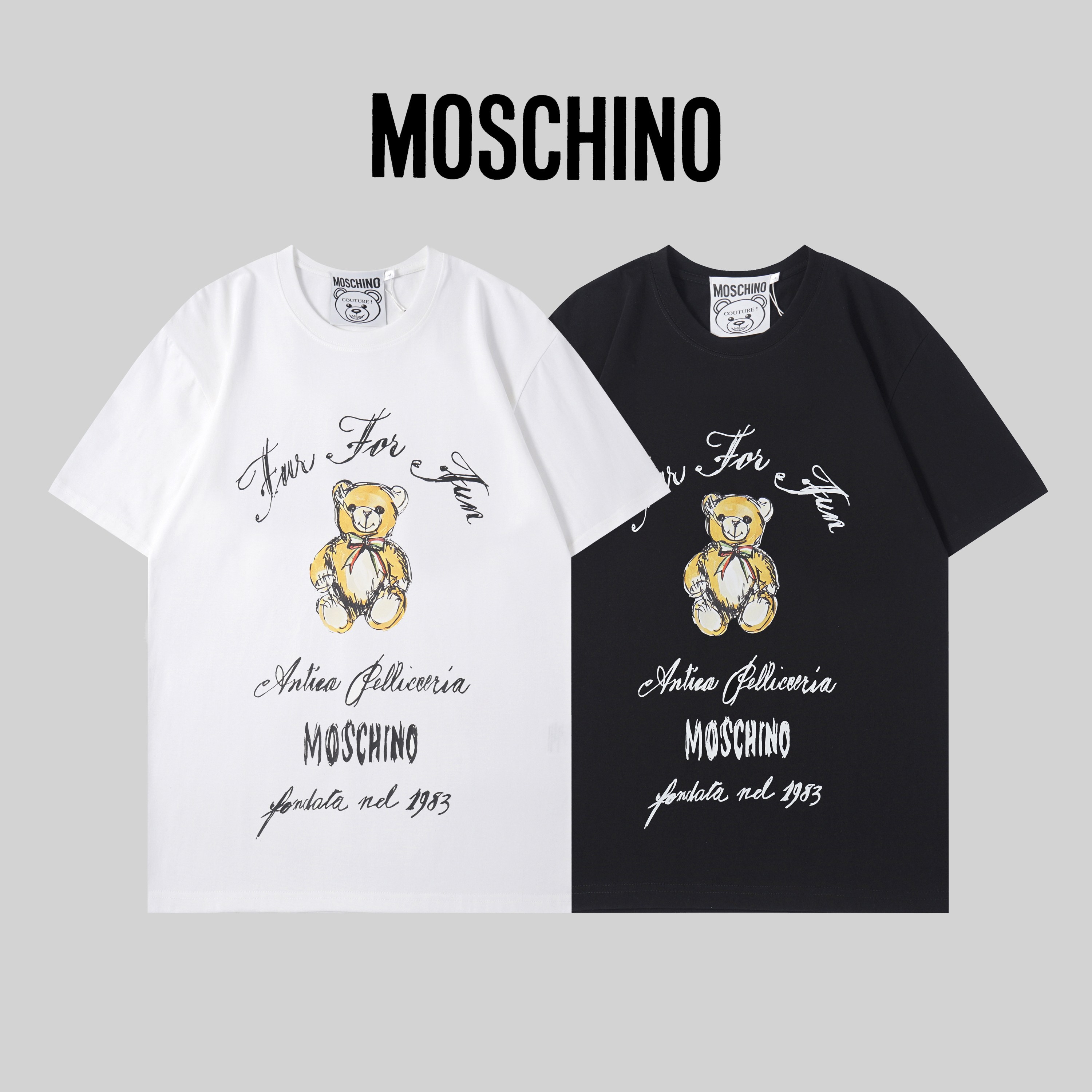 T140/ Moschino/ Moschino Camiseta de principios de primavera 26, confeccionada en algodón puro de alta calidad de 260 g…