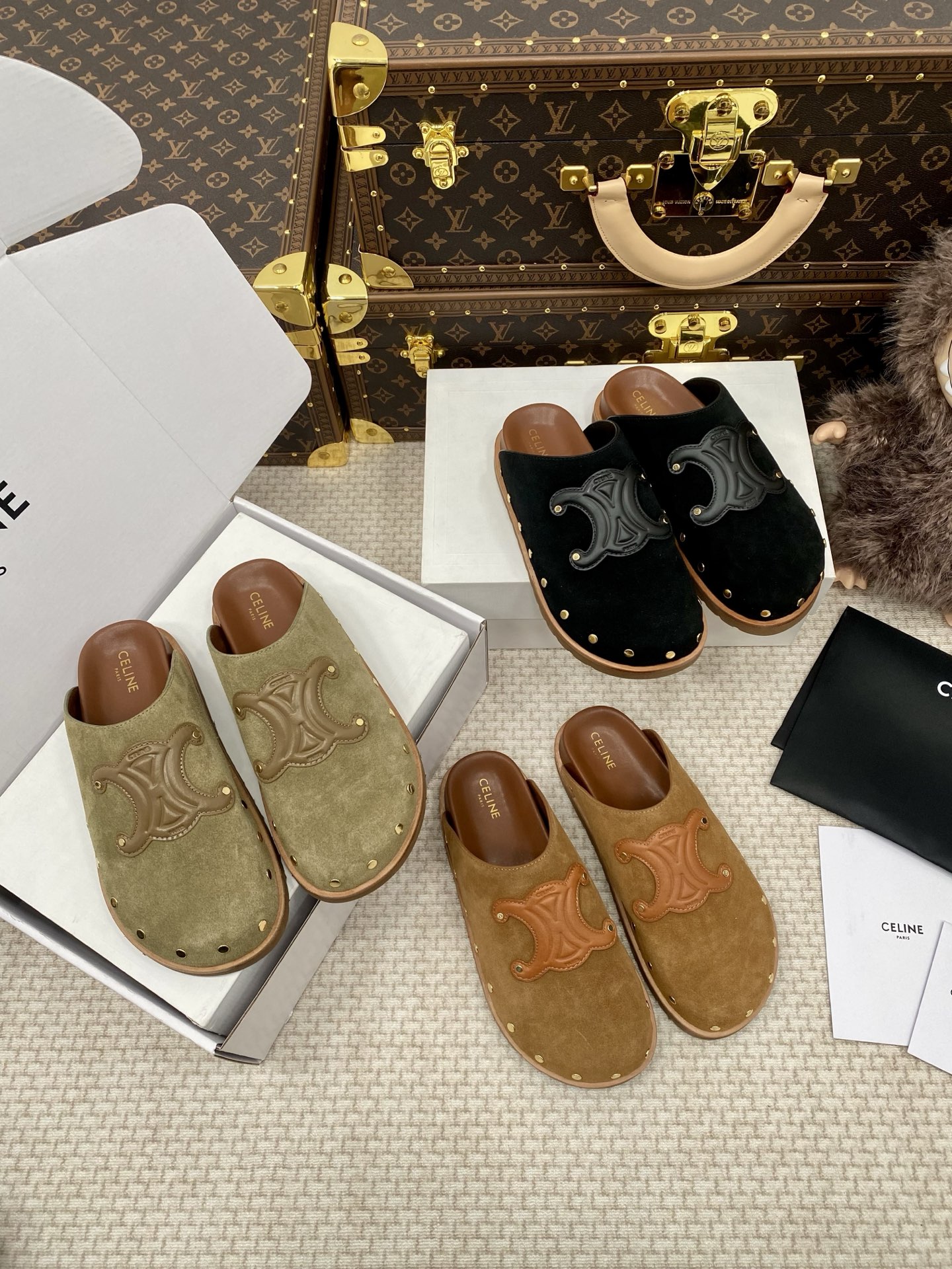 NO:696112,3 colors, simultaneous color matching at the counter, half drag198609093个色 专柜同步配色,半拖,Women's Shoes