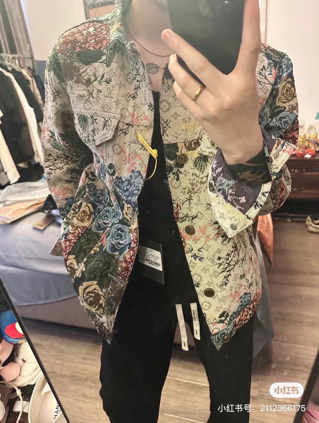 Louis VuittonLouis Vuitton floral rose jacquard full-print coat upper body eff