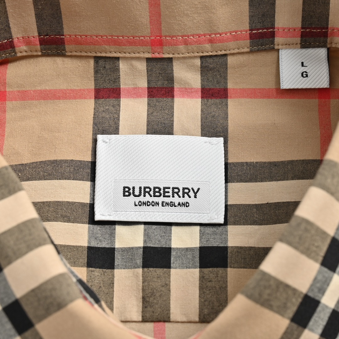 Burberry/巴宝莉 经典门襟袖口条纹织带格纹衬衫