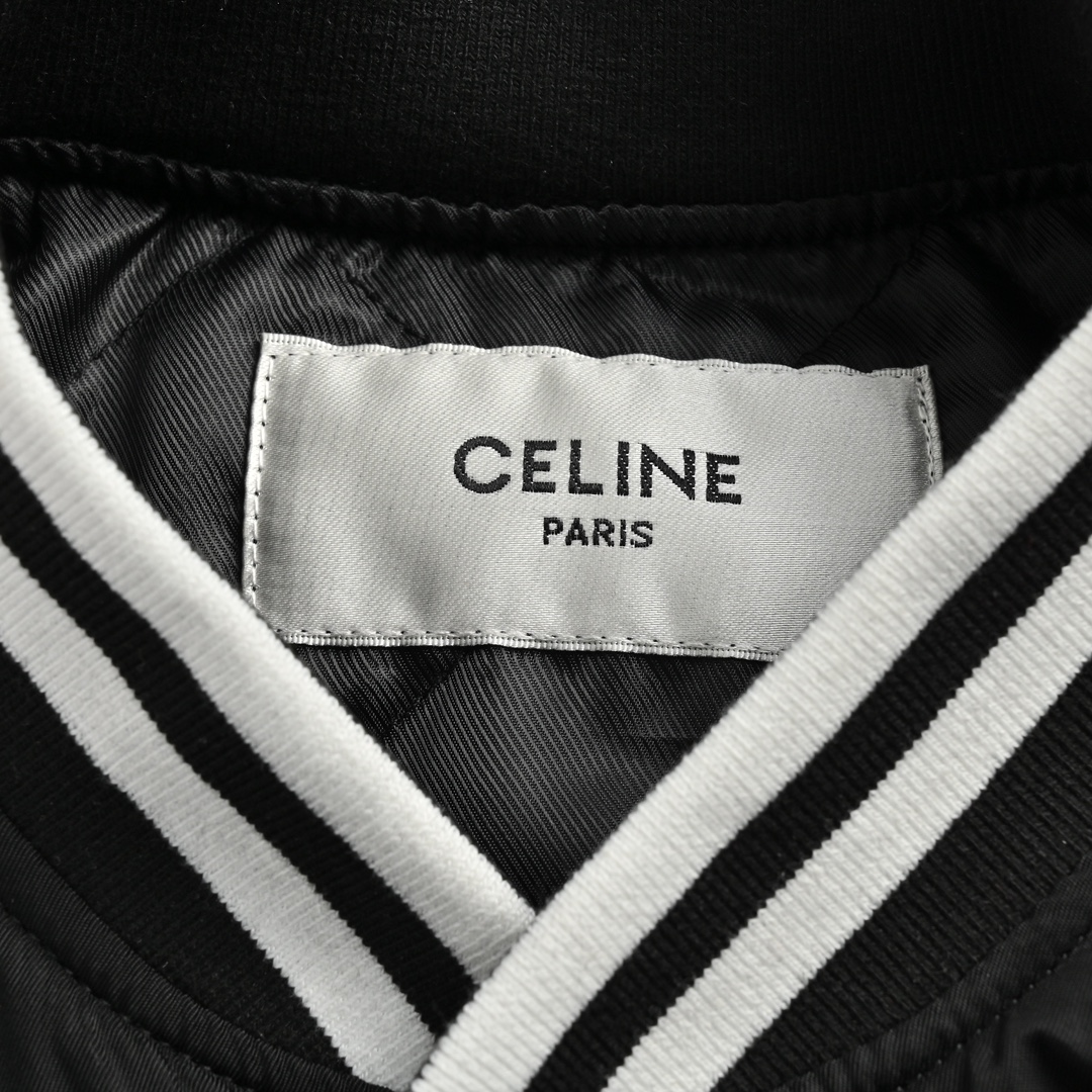 Celine/赛琳 23Fw 贴布刺绣字母夹棉飞行夹克外套