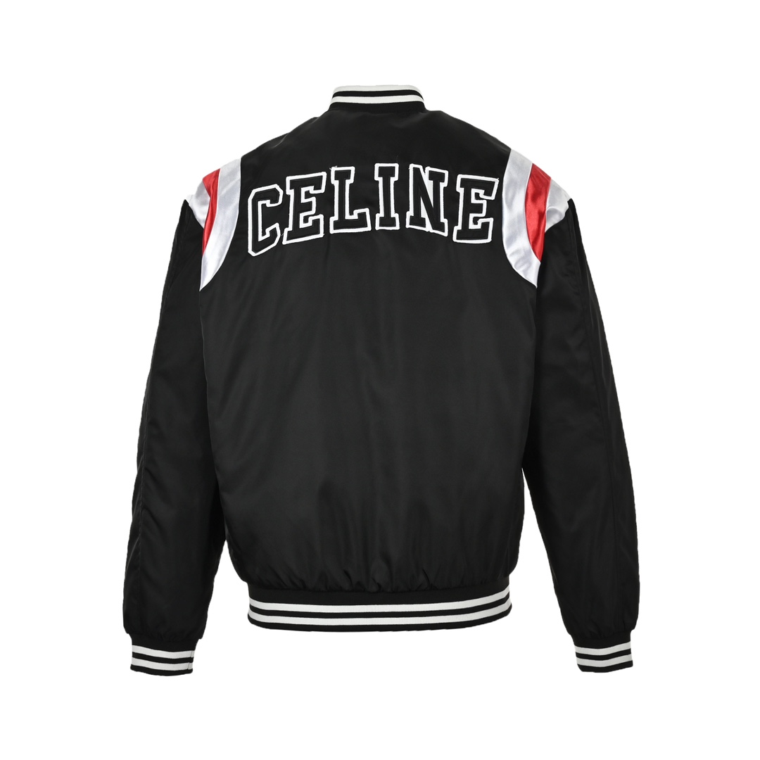 Celine/赛琳 23Fw 贴布刺绣字母夹棉飞行夹克外套