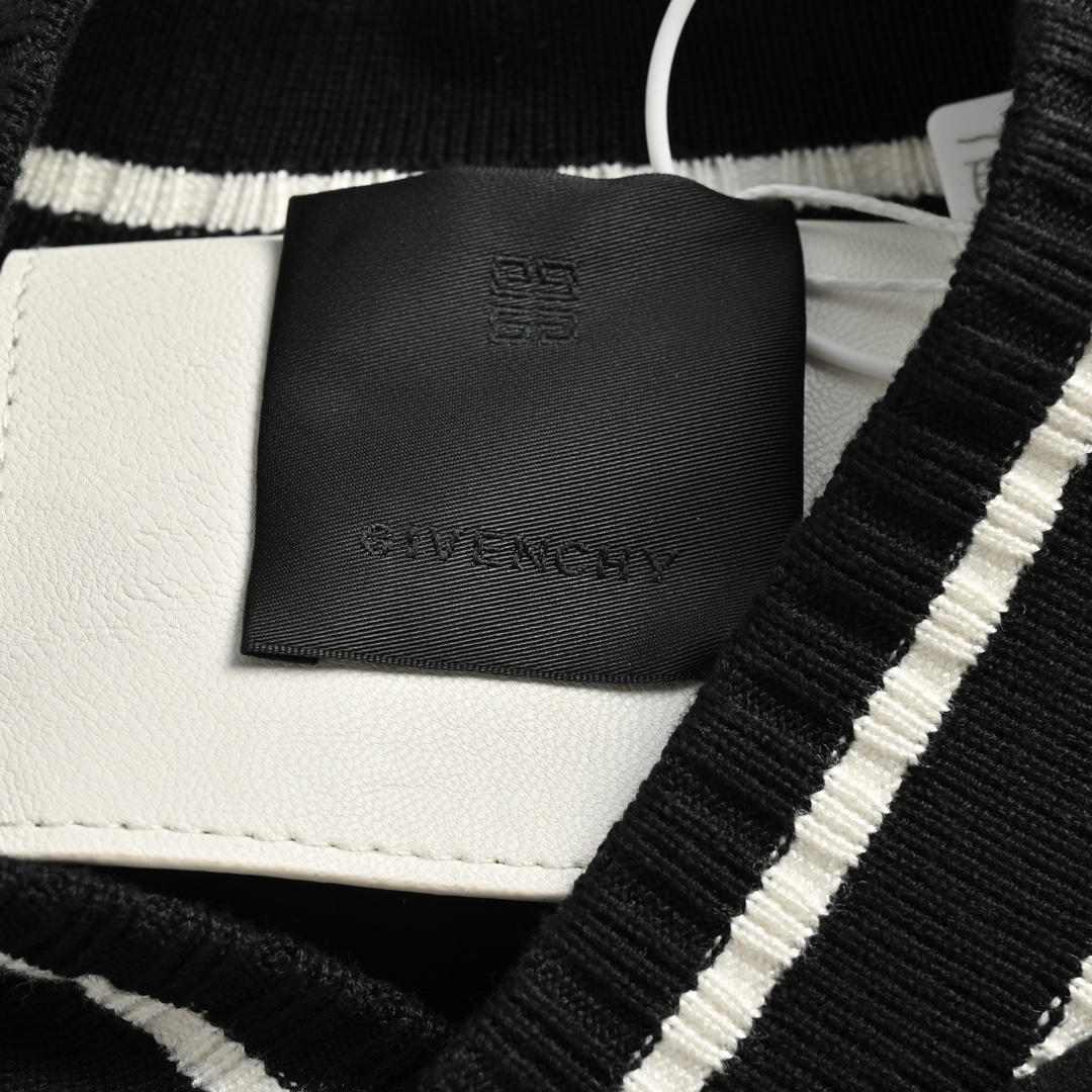 GIVENCHY/纪梵希 刺绣字母皮袖拼接棒球服