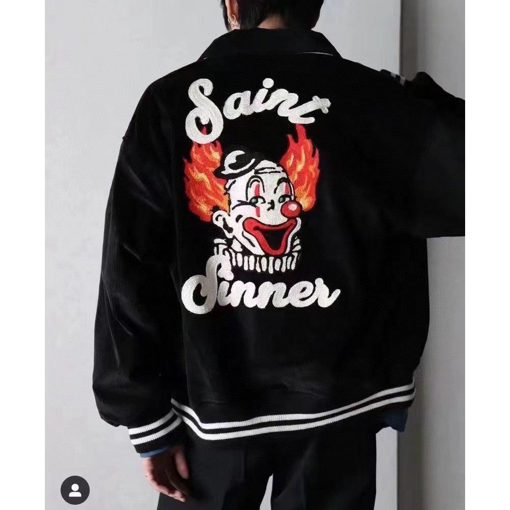 Saintmichael limited co-branded clown embroidered corduroy jacket baseball unif