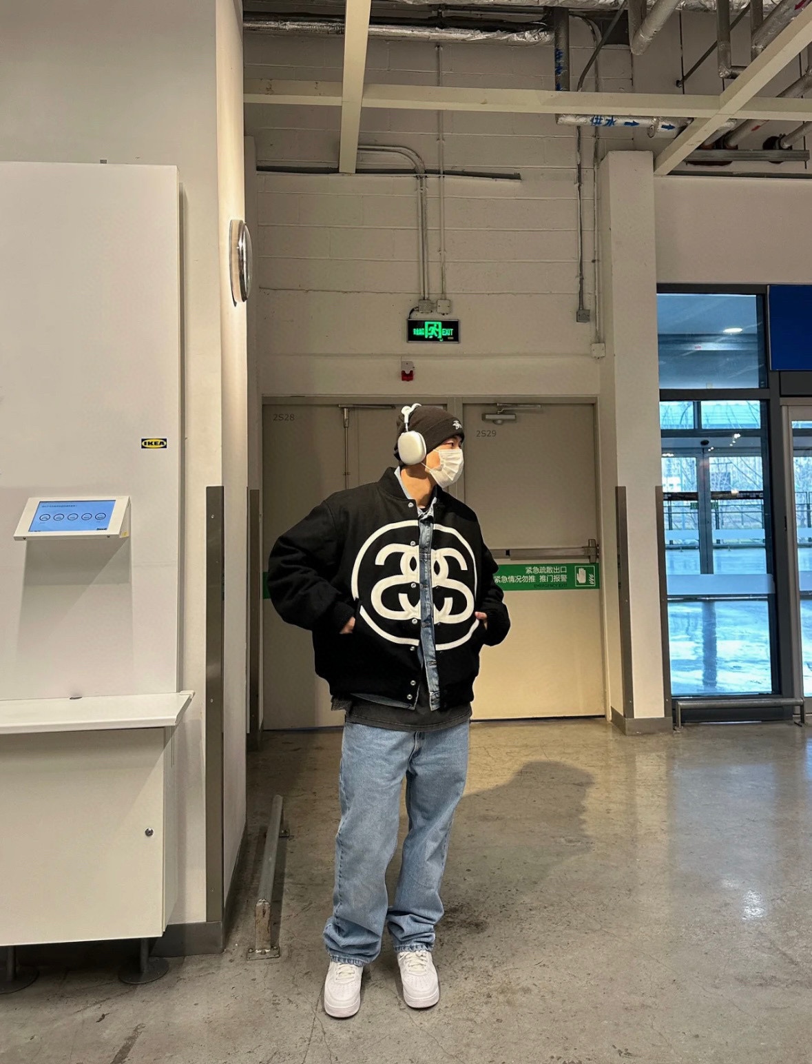 StussyStussy 23Fw double S logo baseball uniform coat upper body effect