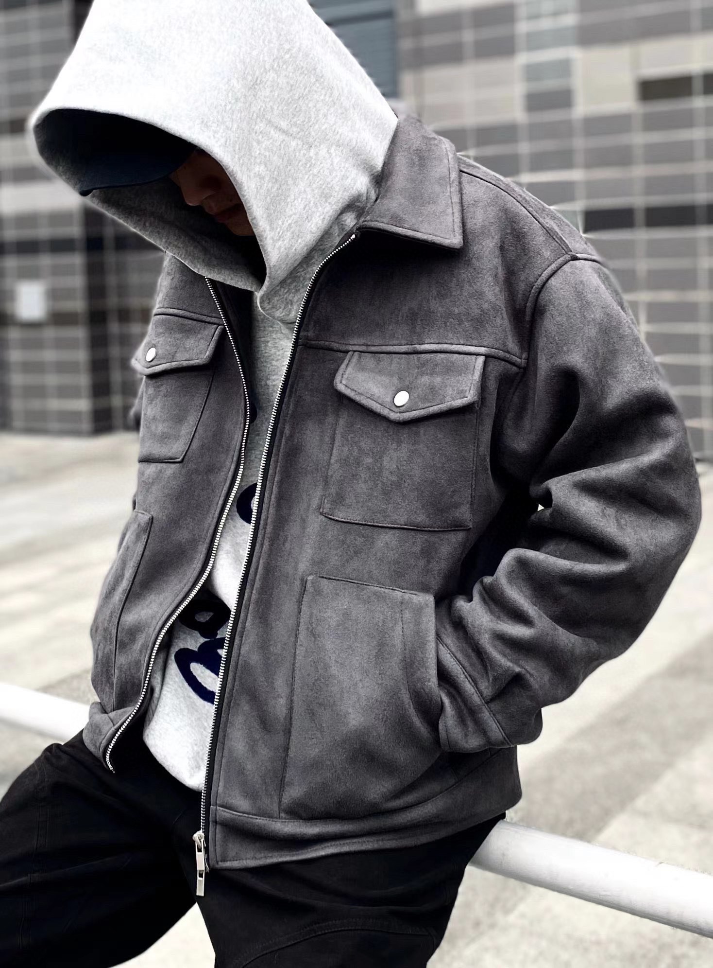 Saint MichaelGRAYSUEDE limited suede American retro coat jacket upper body ef