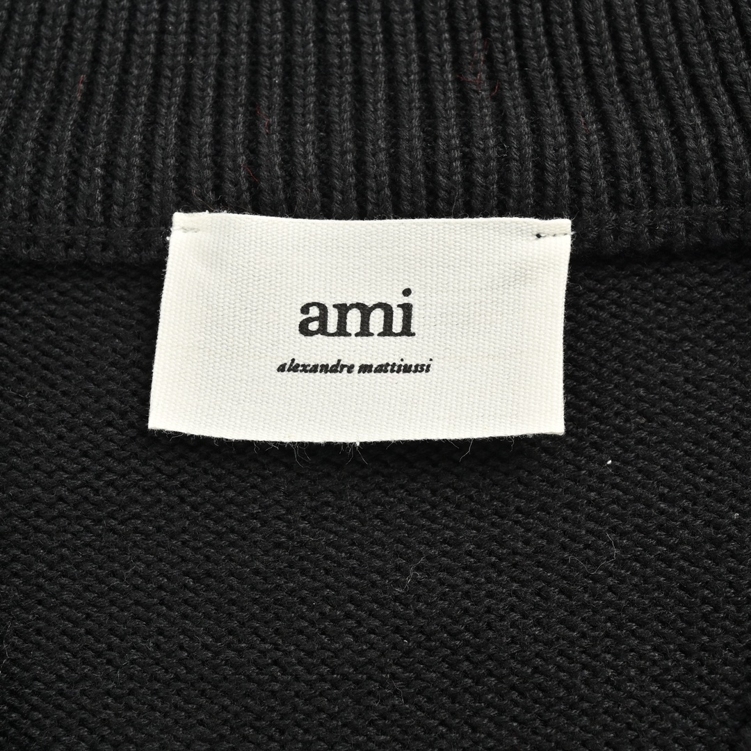 Ami 21Fw 刺绣微标爱心毛衣开衫 秋冬季新款V领针织纯色爱心提花纽扣开衫毛衣
