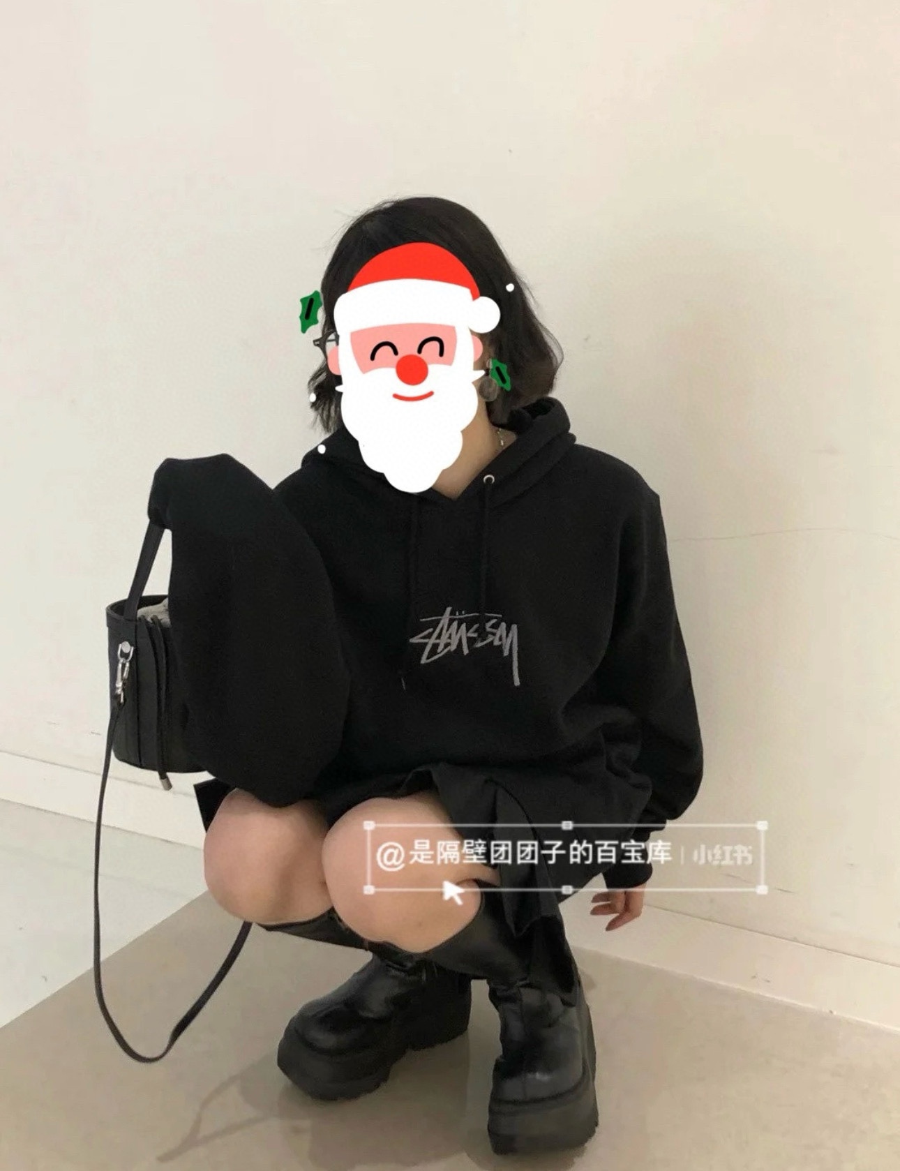 #Stussy/斯图西 25Fw 刺绣加绒字母连帽卫衣 上身效果