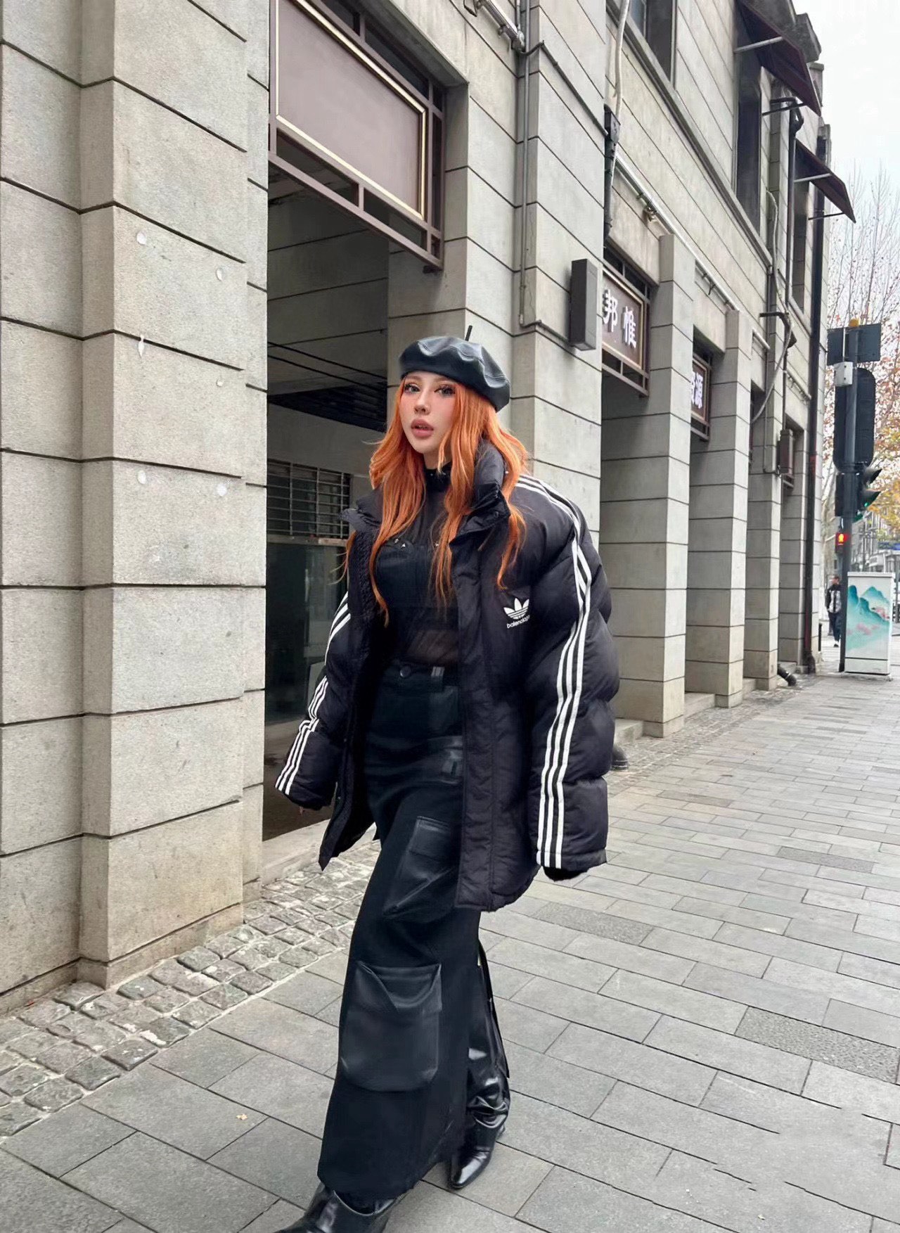 BalenciagaAdidas co-branded webbing cotton coat upper body effect