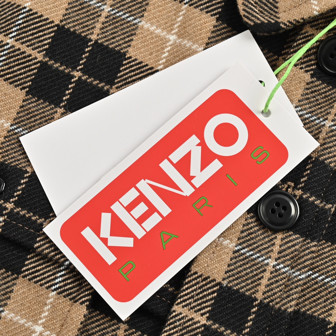 Kenzo/高田贤三 格纹排扣羊毛衬衫式夹克