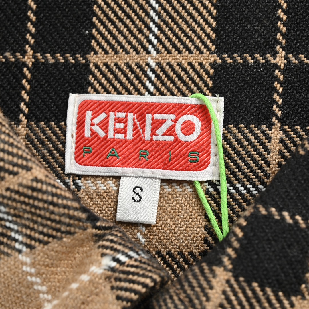 Kenzo/高田贤三 格纹排扣羊毛衬衫式夹克