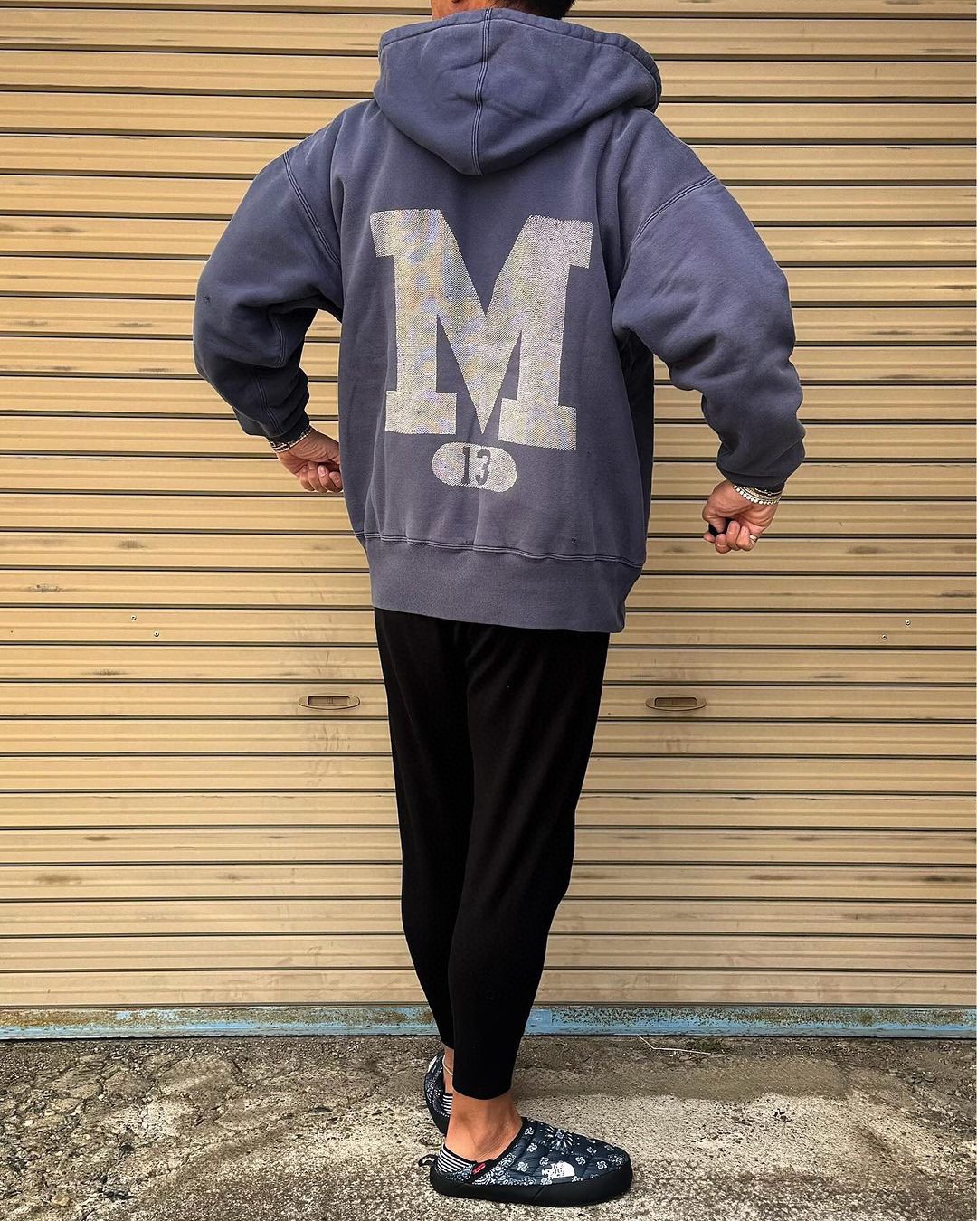 SAINTMICHAEL23FwM13 Co-branded vintage printed hooded hoodie upper body effect