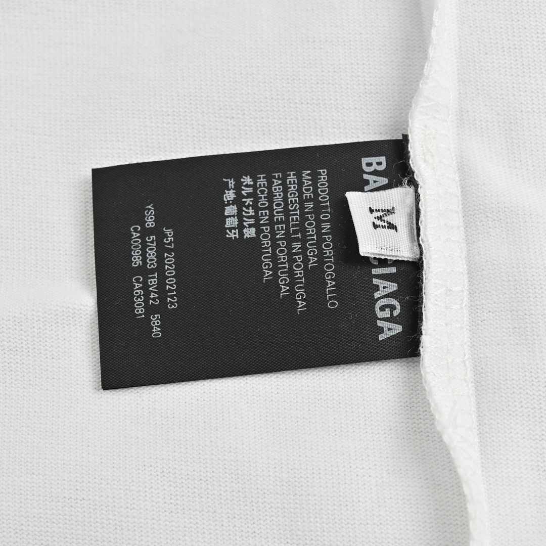 Balenciaga/巴黎世家 24ss 斑驳做旧字母印花短袖