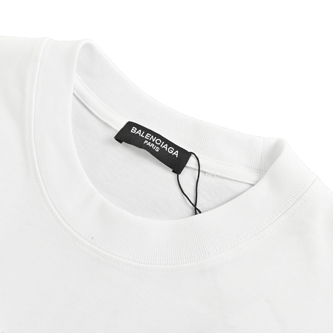 Balenciaga/巴黎世家 24ss 斑驳做旧字母印花短袖