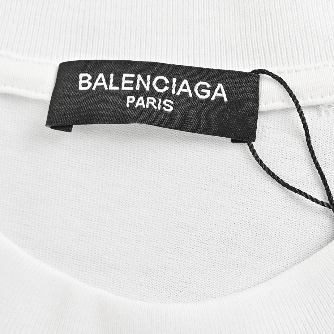 Balenciaga/巴黎世家 24ss 斑驳做旧字母印花短袖