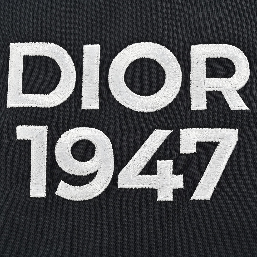 150 Dior/ 迪奥 24ss 1947刺绣短袖 藏蓝 320克紧密平纹双纱大白面料