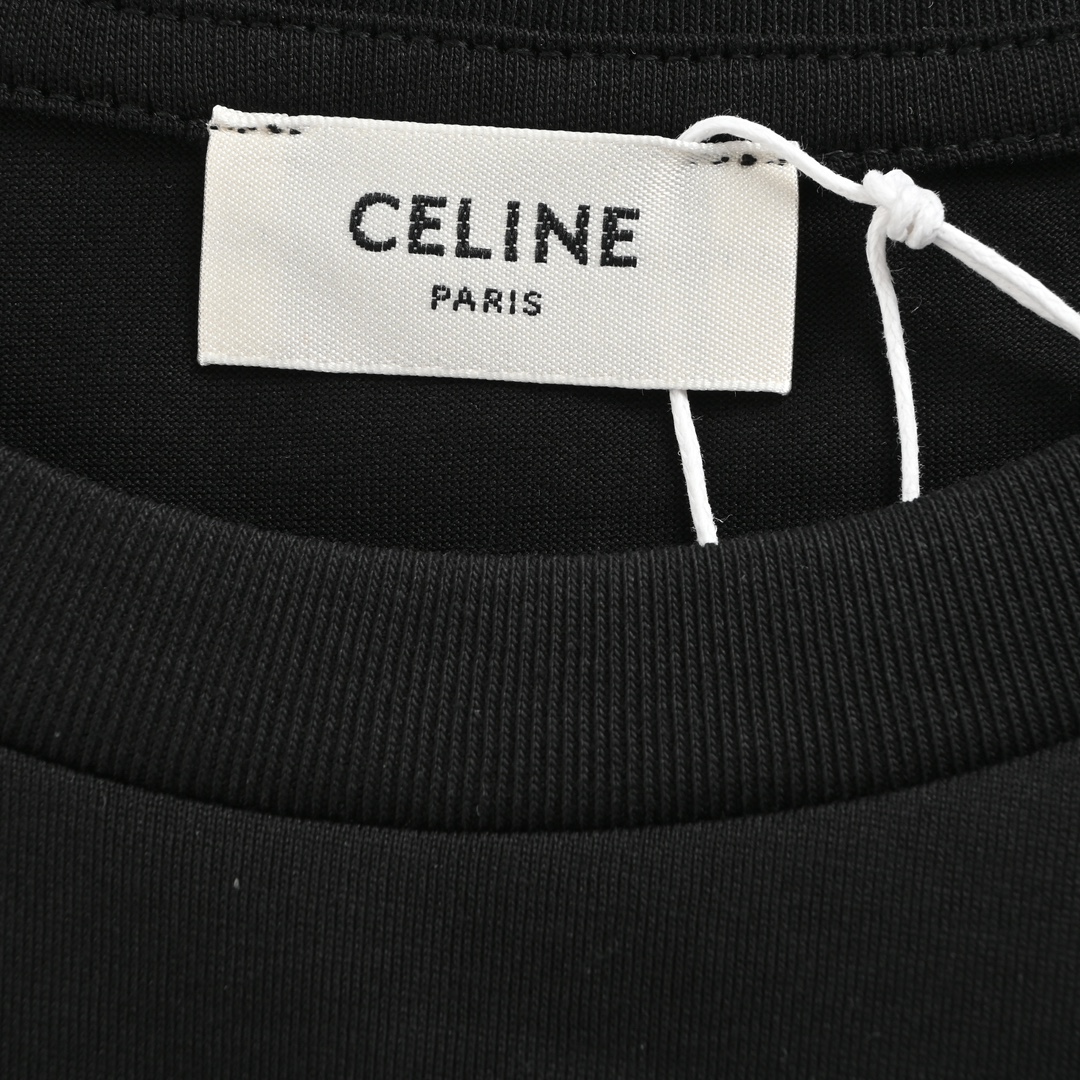 140 Celine/赛琳 基础Logo印花短袖 采用170克50支双股面料 弹力胶浆印花