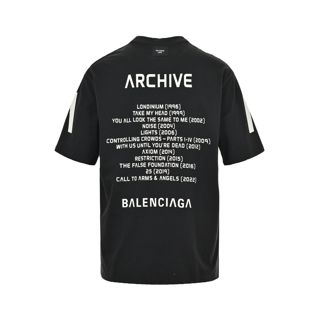 Balenciaga/巴黎世家 Music 胶囊系列龟裂箭头印花短袖