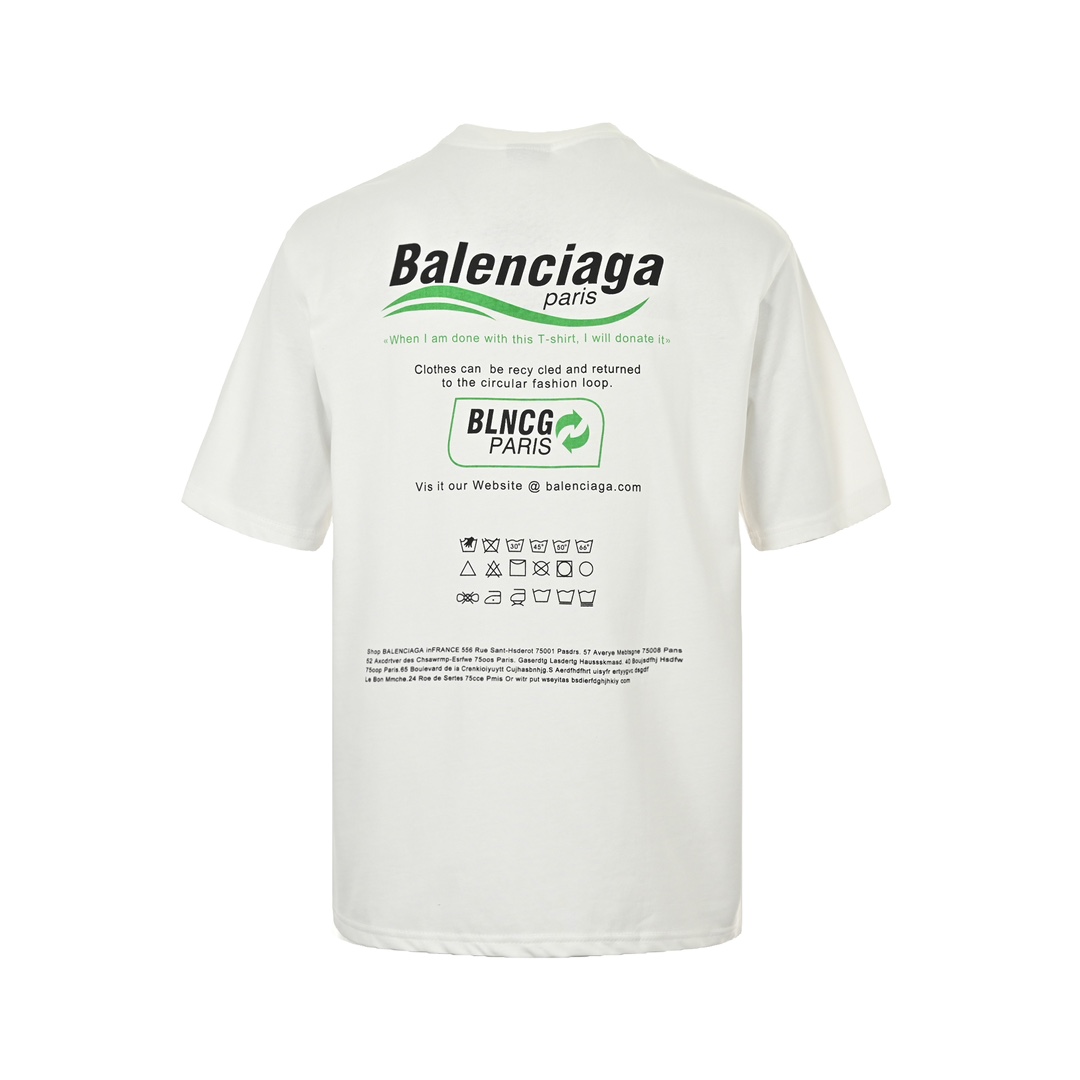 Balenciaga/巴黎世家 22ss 环保标语印花短袖 面料采用260克重精梳棉