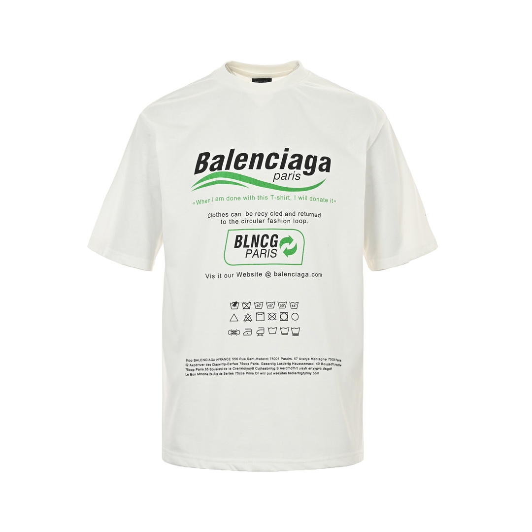 Balenciaga/巴黎世家 22ss 环保标语印花短袖 面料采用260克重精梳棉