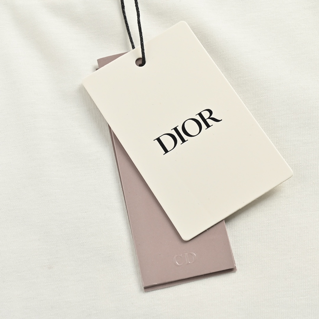 Dior/迪奥 24ss 后背植绒字母短袖 前面采用刺绣标识后背植绒字母工艺