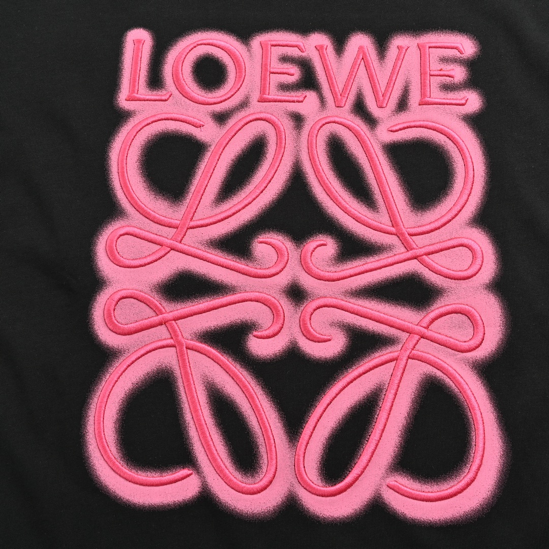 Loewe /罗意威 霓虹刺绣荧光粉刺绣logo短袖