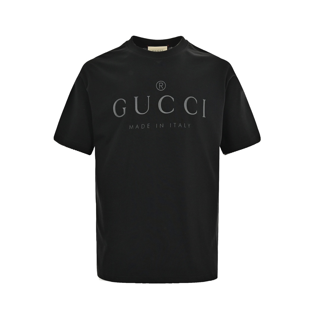 Gucci Odzież T-Shirt Kolor moreli Czarny Drukowanie Unisex Bawełna czesana Krótki rękaw