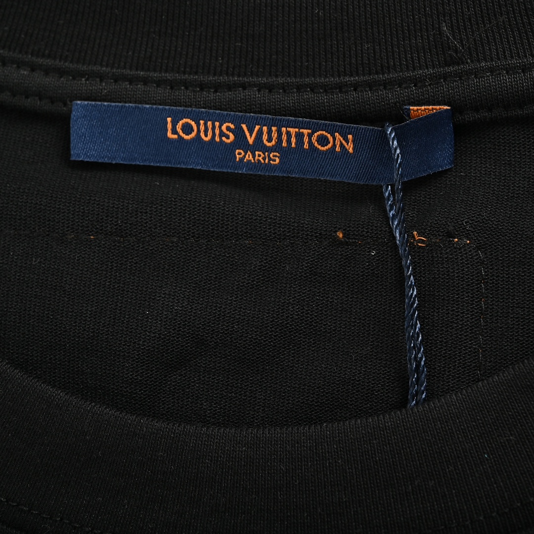 Louis Vuitton/路易威登 24ss 老花皮标假口袋短袖