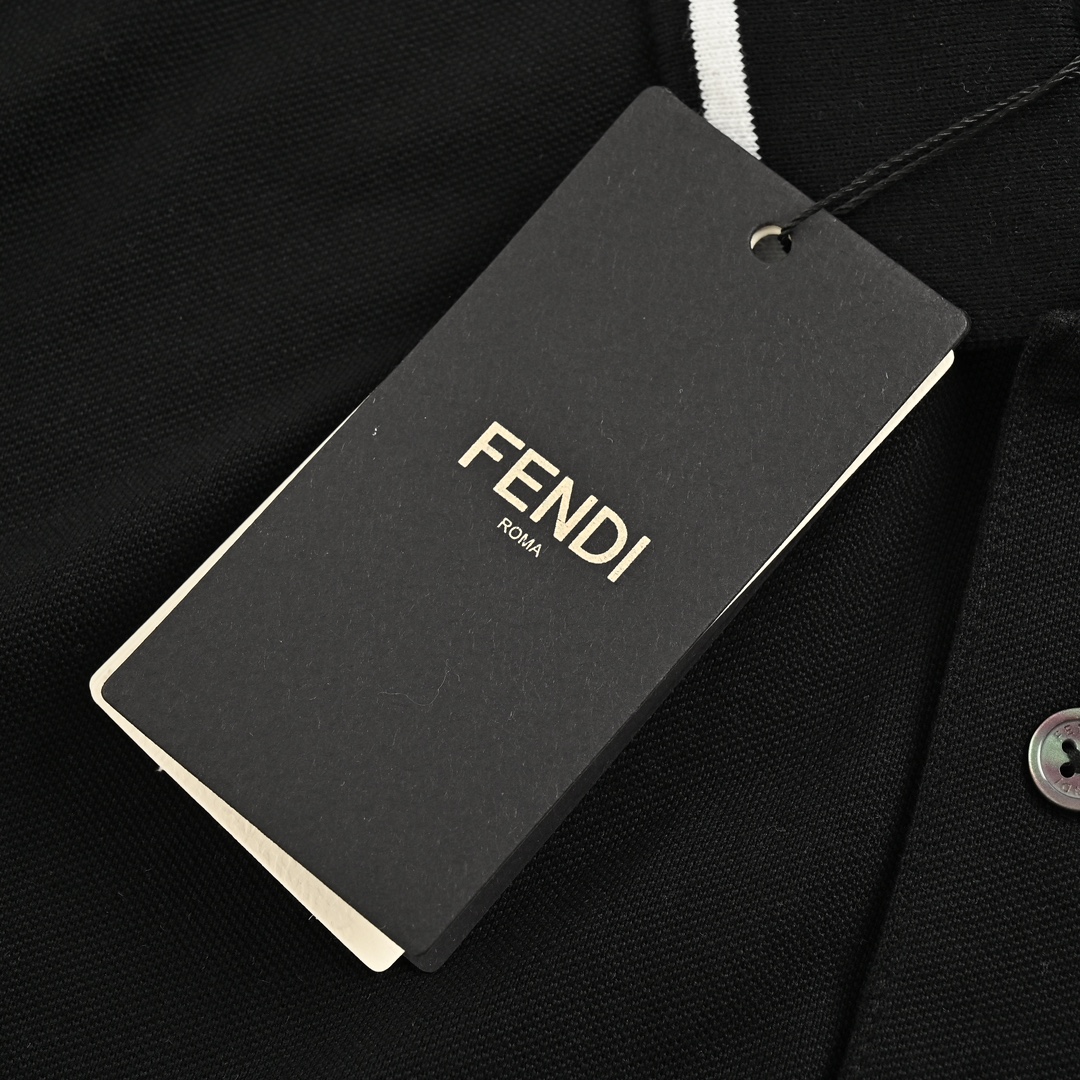 Fendi/芬迪 刺绣黑白眼睛Polo短袖 纯棉面料经典款POLO衫