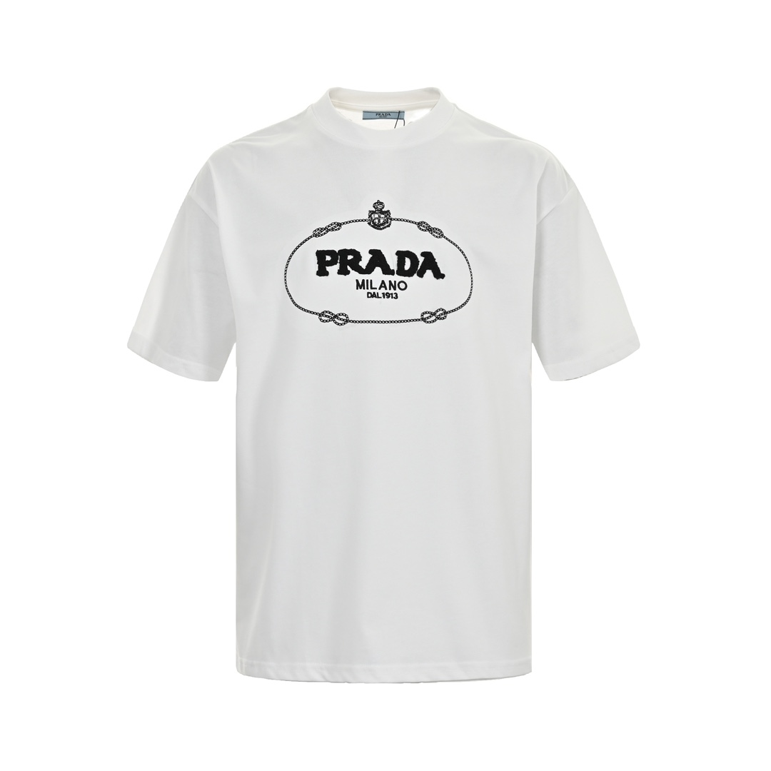 Prada/普拉达 24ss 牙刷绣刺绣字母logo短袖