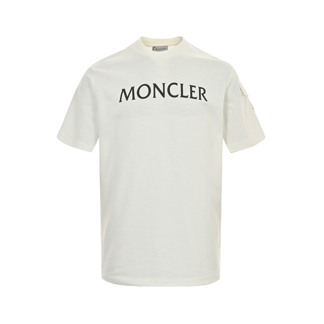 140 Moncler/蒙口 24ss 基础字母logo印花短袖 采用32S双纱平纹 配32S双纱1×1螺纹