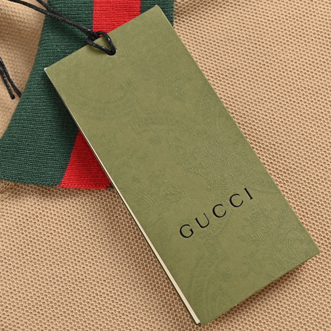 Gucci/古驰 23ss 彩条领Polo短袖 原版定制面料240g蜂窝珠地棉