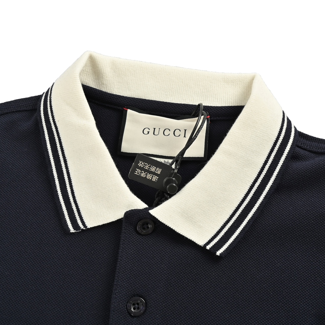 Gucci/古驰 24ss 胸口镶嵌双G刺绣Polo短袖