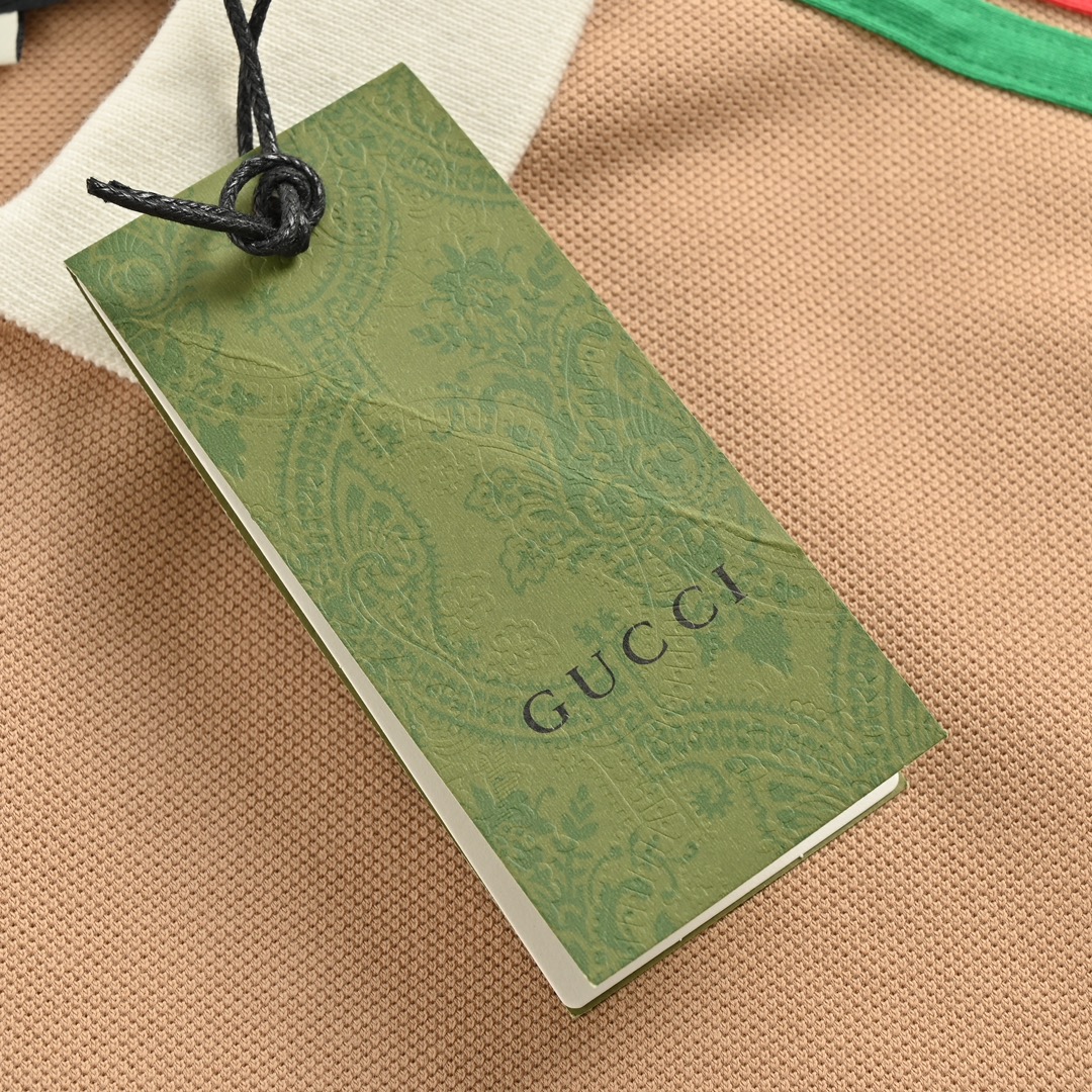 Gucci/古驰 红绿条纹1921限定口袋Polo短袖