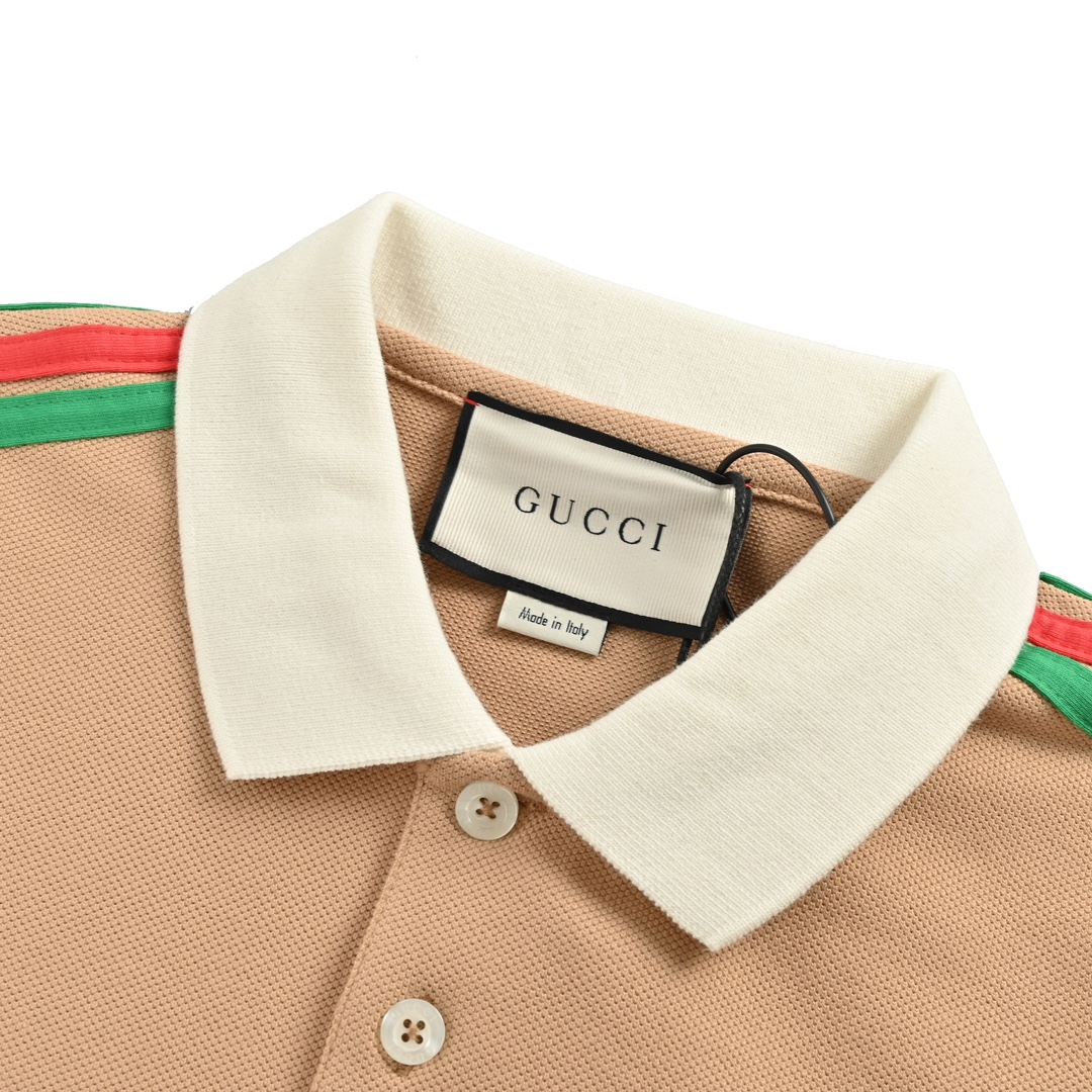 Gucci/古驰 红绿条纹1921限定口袋Polo短袖