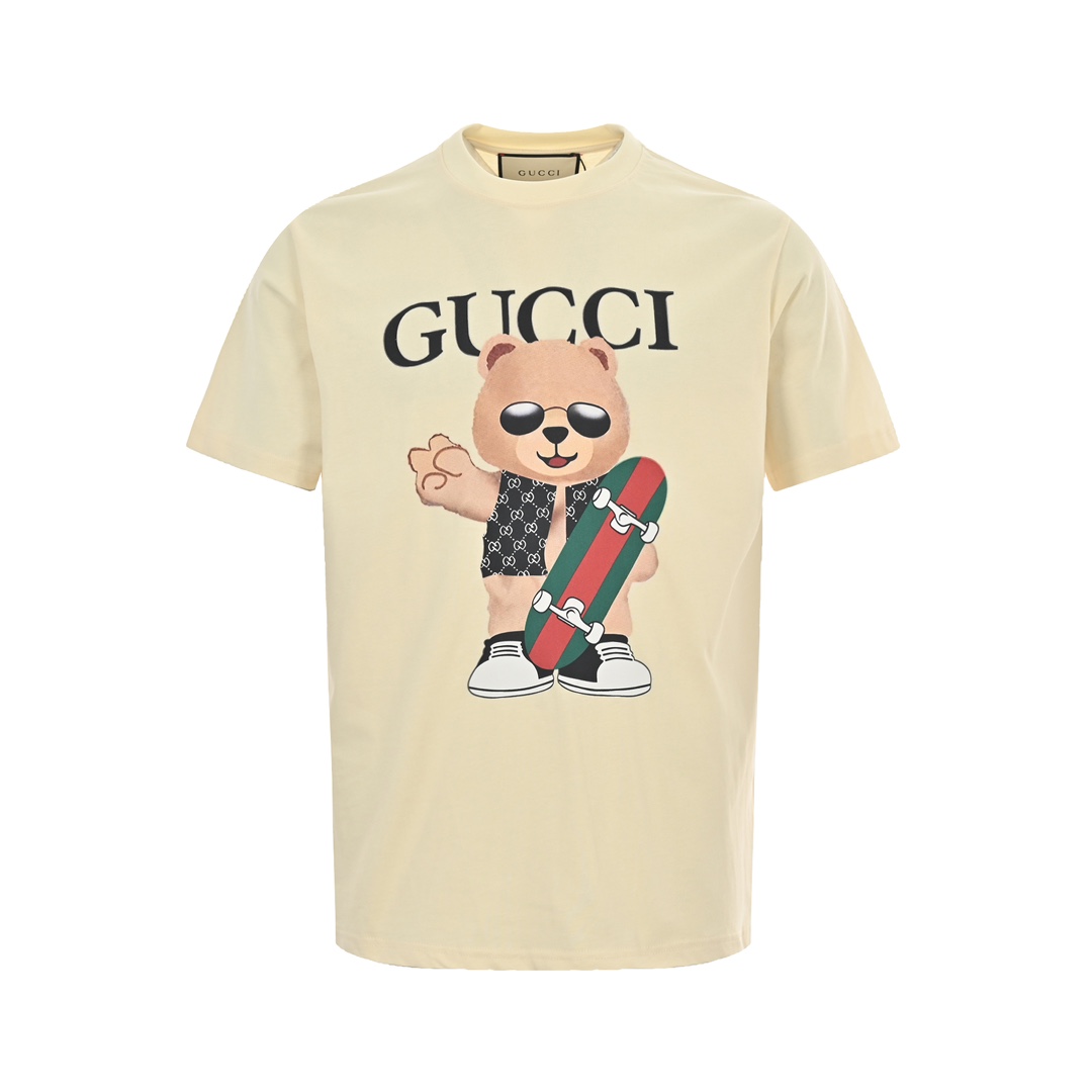 Gucci/古驰 卡通滑板小熊印花短袖