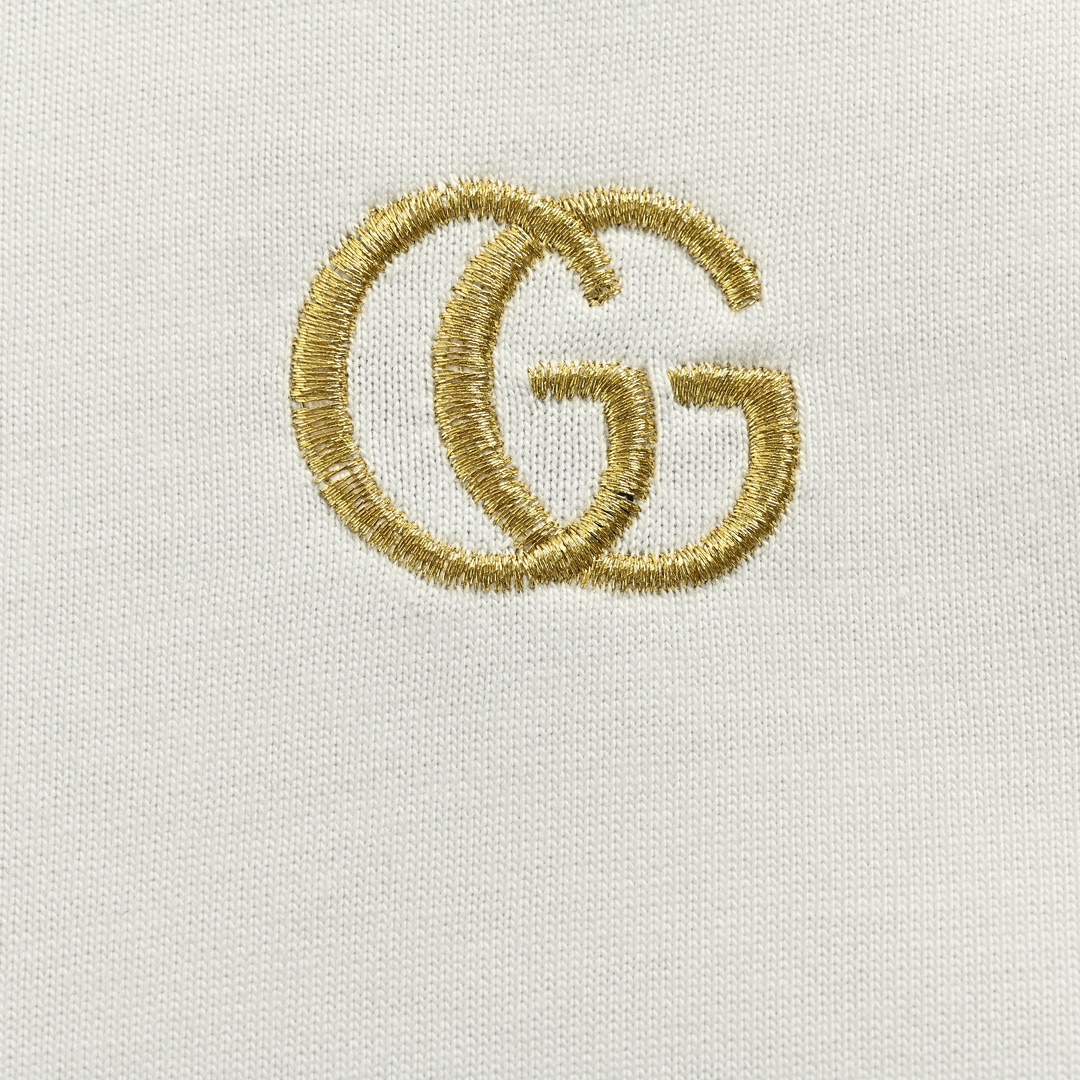 Gucci/古驰 22ss 金色双G小标刺绣短袖