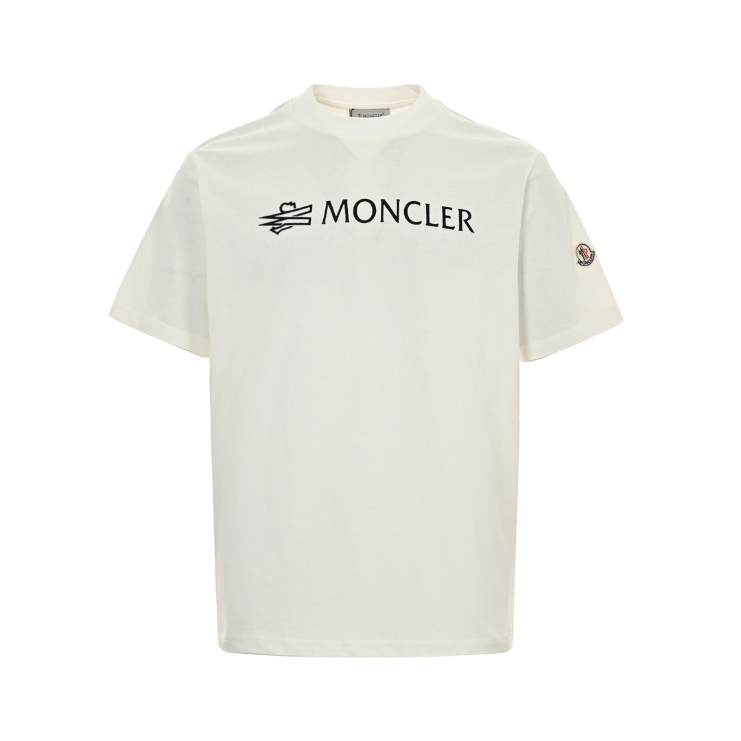 140 Moncler/蒙口 24ss 植绒字母logo短袖 采用32S双纱平纹