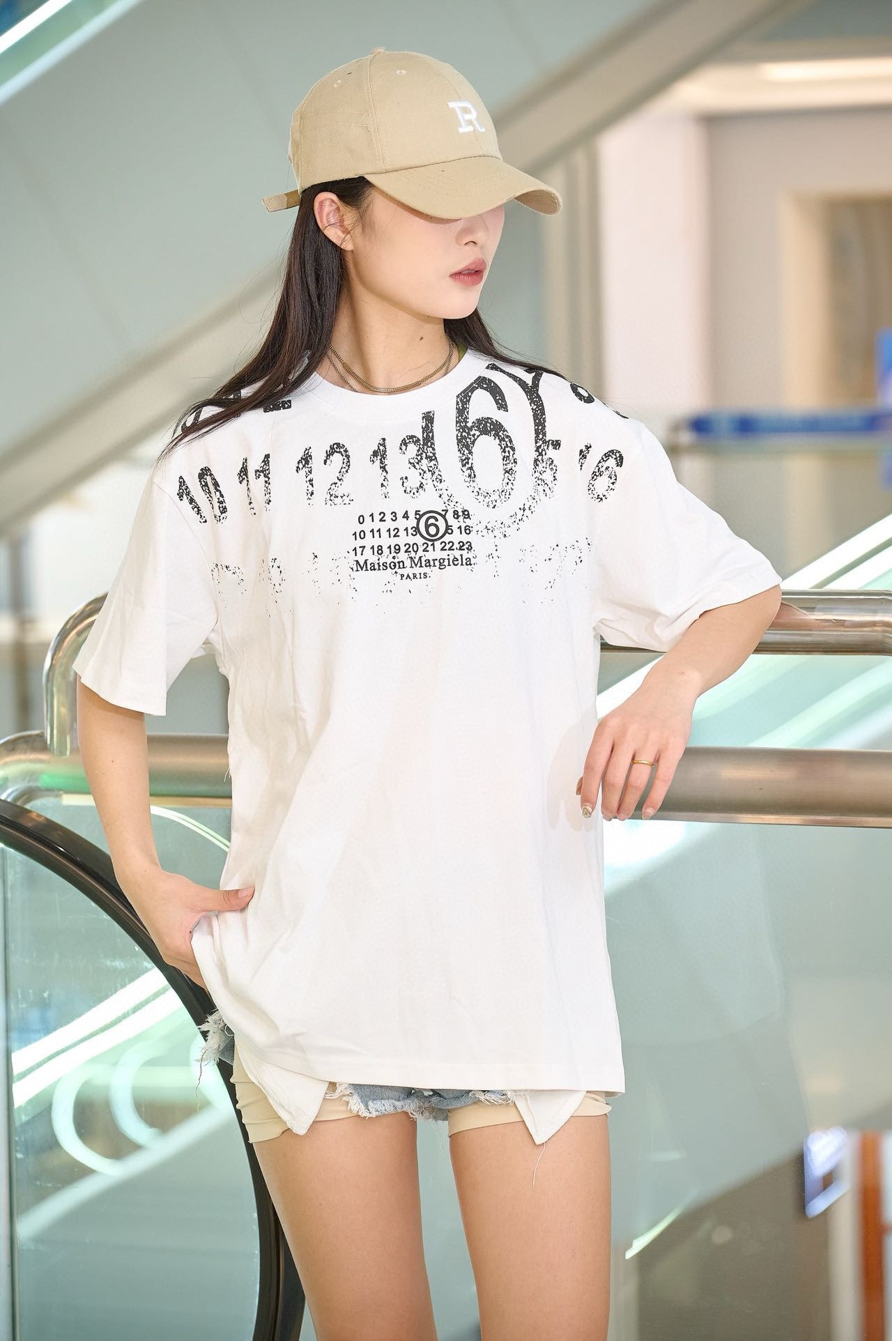 MARTIN MARIELAMargiela MM6 letter logo printed short sleeve upper body effect