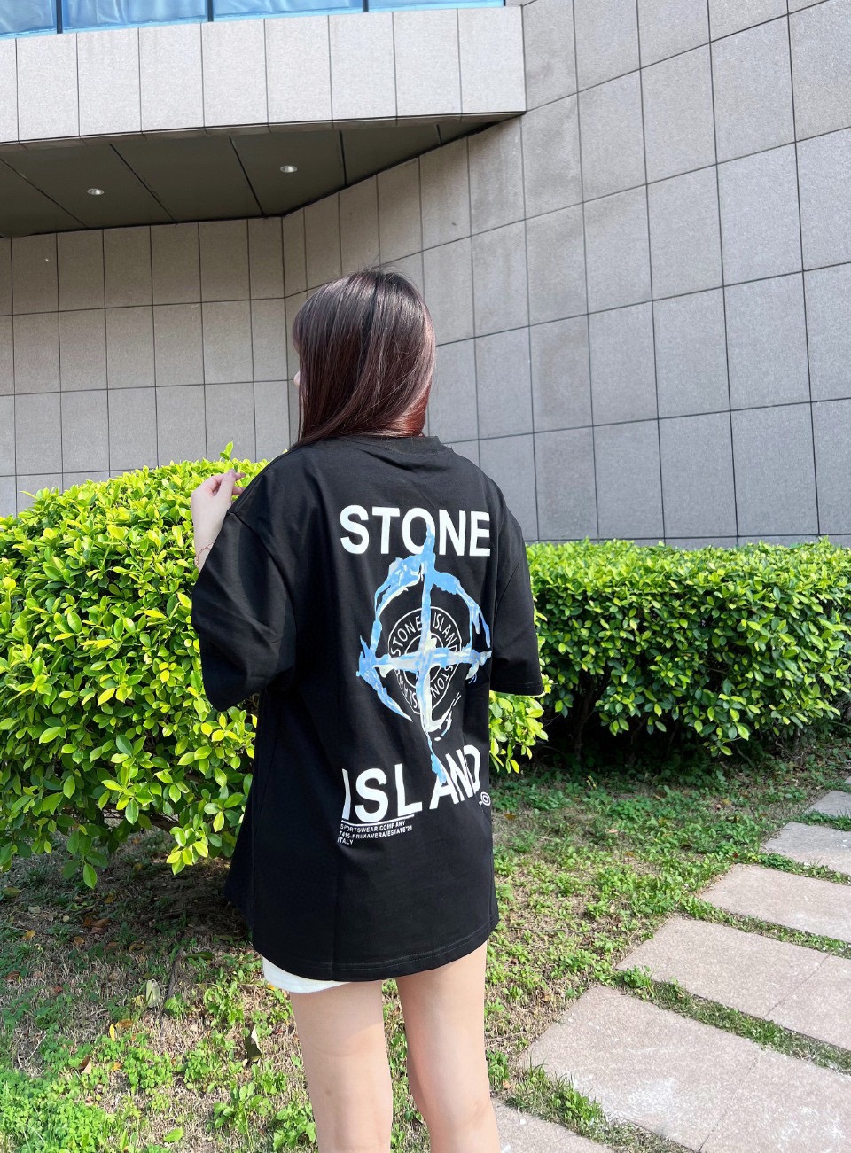 STONE ISLANDSTONE ISLAND 24ss ink compass embroidery short sleeve upper body e