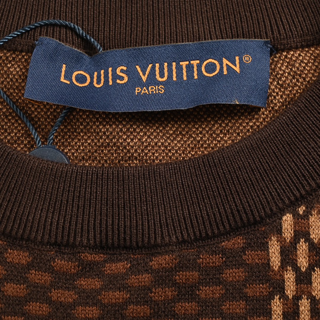 Louis Vuitton/路易威登 24ss 菲董镶钻logo棋盘格针织短袖