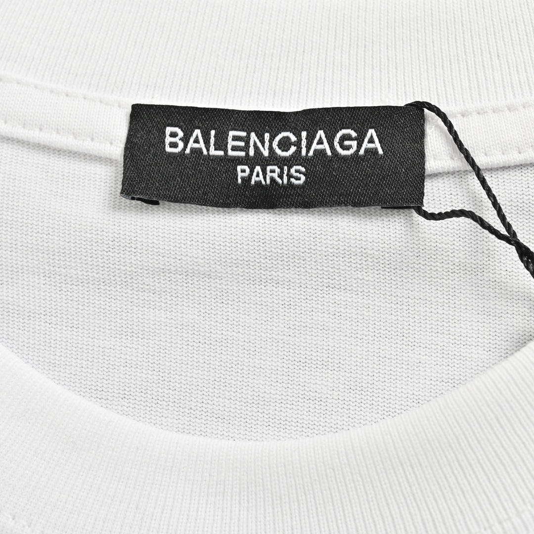 Balenciga/巴黎世家 24ss 做旧锁扣印花短袖 不规则字母前后印花T恤