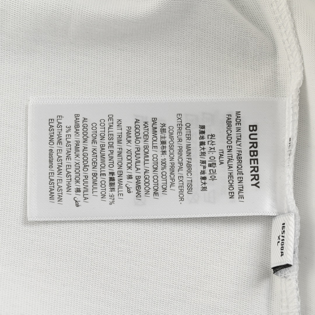 Burberry/巴宝莉 24ss 格子贴布字母logo刺绣短袖立体刺绣加格子纹路表明品牌标志