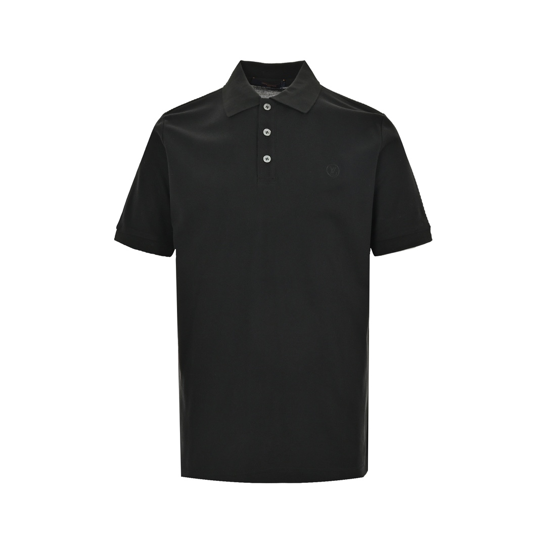 Louis Vuitton Odzież Kuszlka polo T-Shirt Czarny Hafty Bawełna Krótki rękaw
