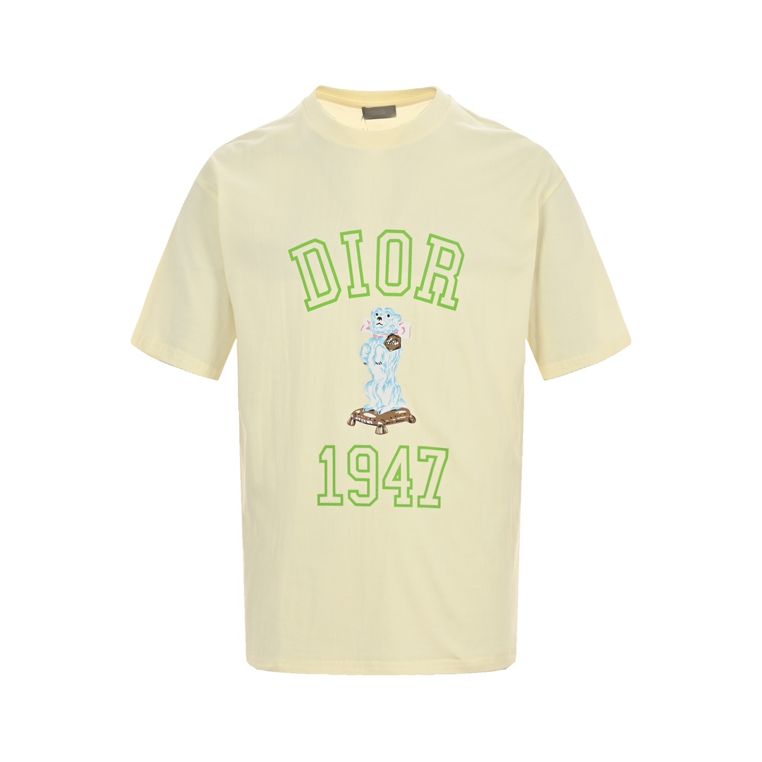 Dior Odzież T-Shirt Drukowanie Bawełna podwójna przędza 1947 Krótki rękaw