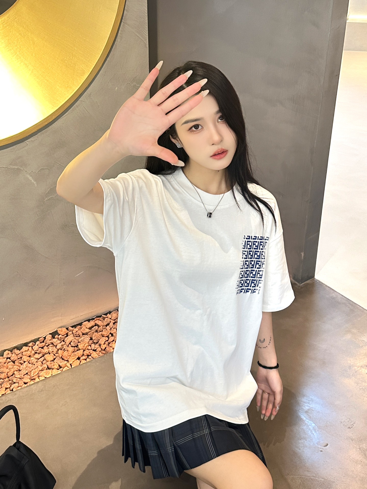Fendi Odzież T-Shirt Drukowanie Krótki rękaw