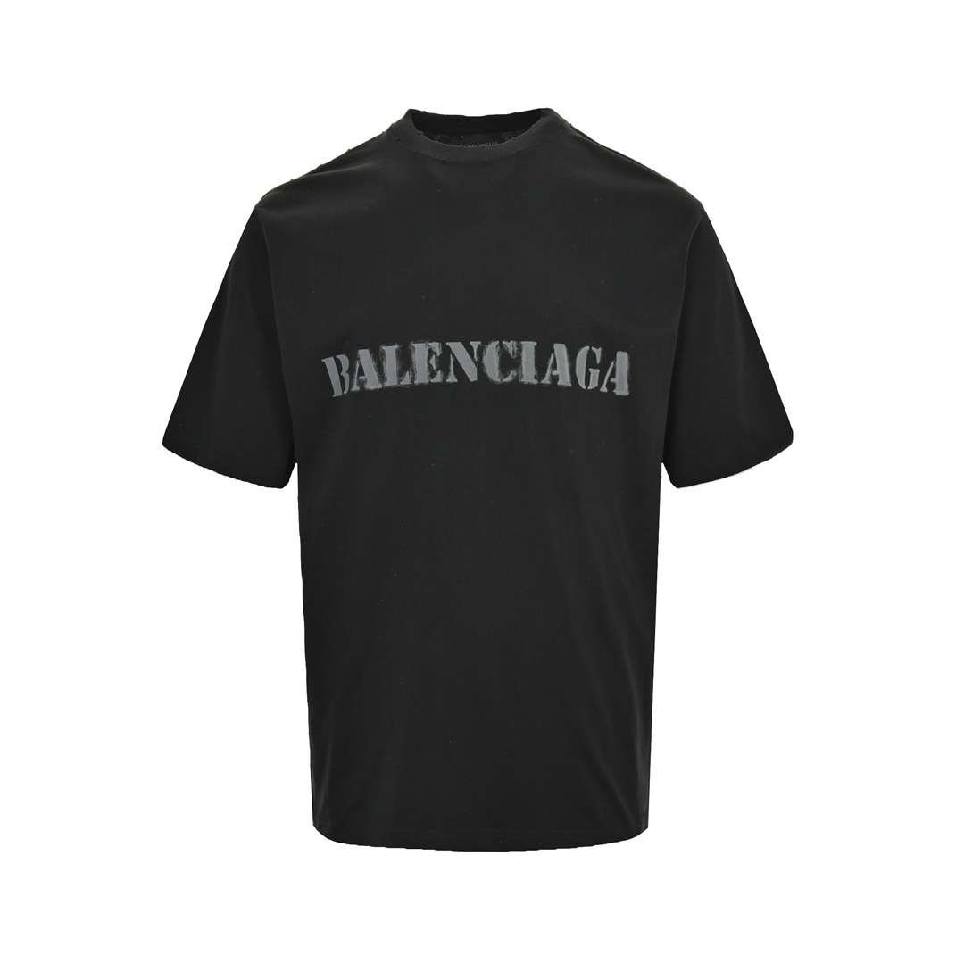 Balenciaga/巴黎世家 24ss 前后模糊字母印花短袖-黑色
