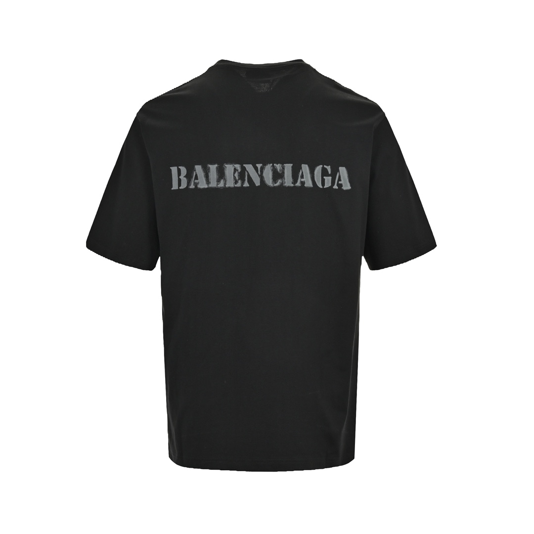 Balenciaga/巴黎世家 24ss 前后模糊字母印花短袖-黑色