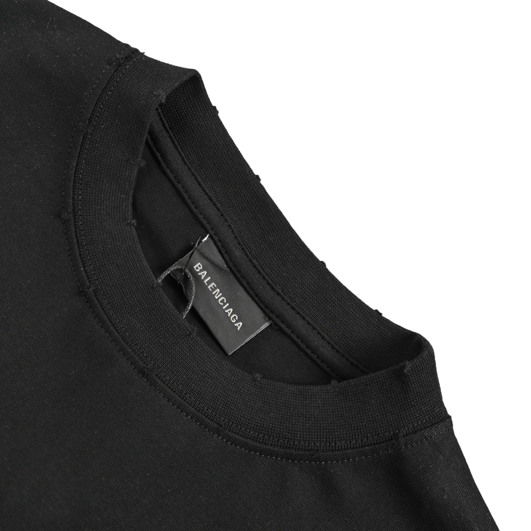 Balenciaga/巴黎世家 24ss 前后模糊字母印花短袖-黑色